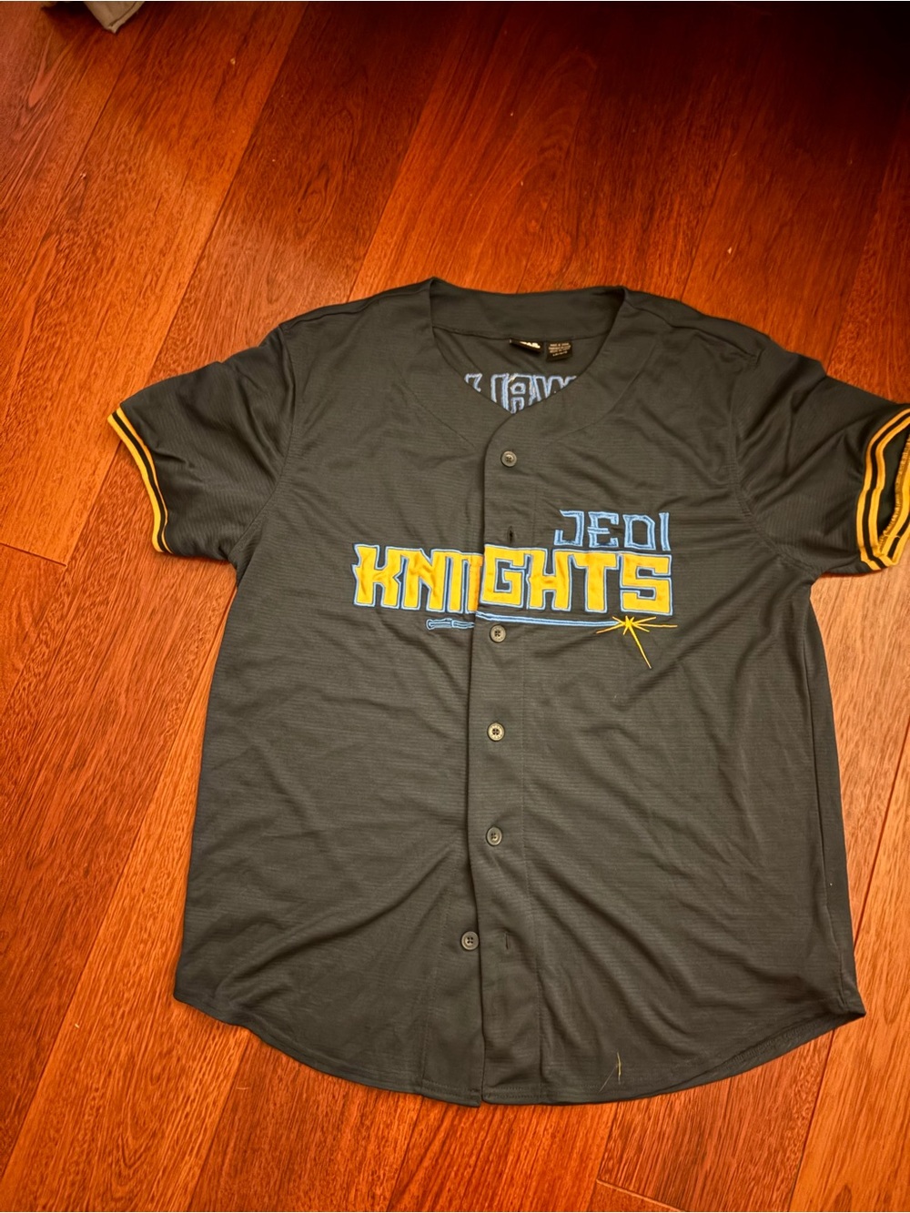 Jedi Knights Black & Yellow Button-Up Baseball Jersey